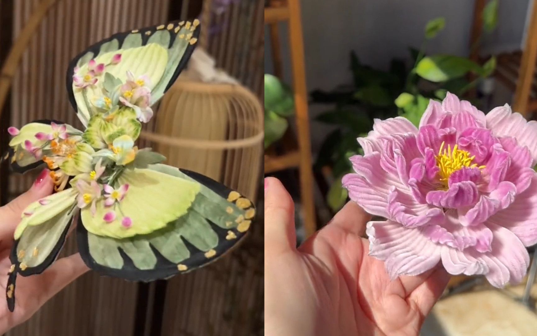 真正手工艺人!女子制作出会动的"绒花蝴蝶",细节令人赞叹不已