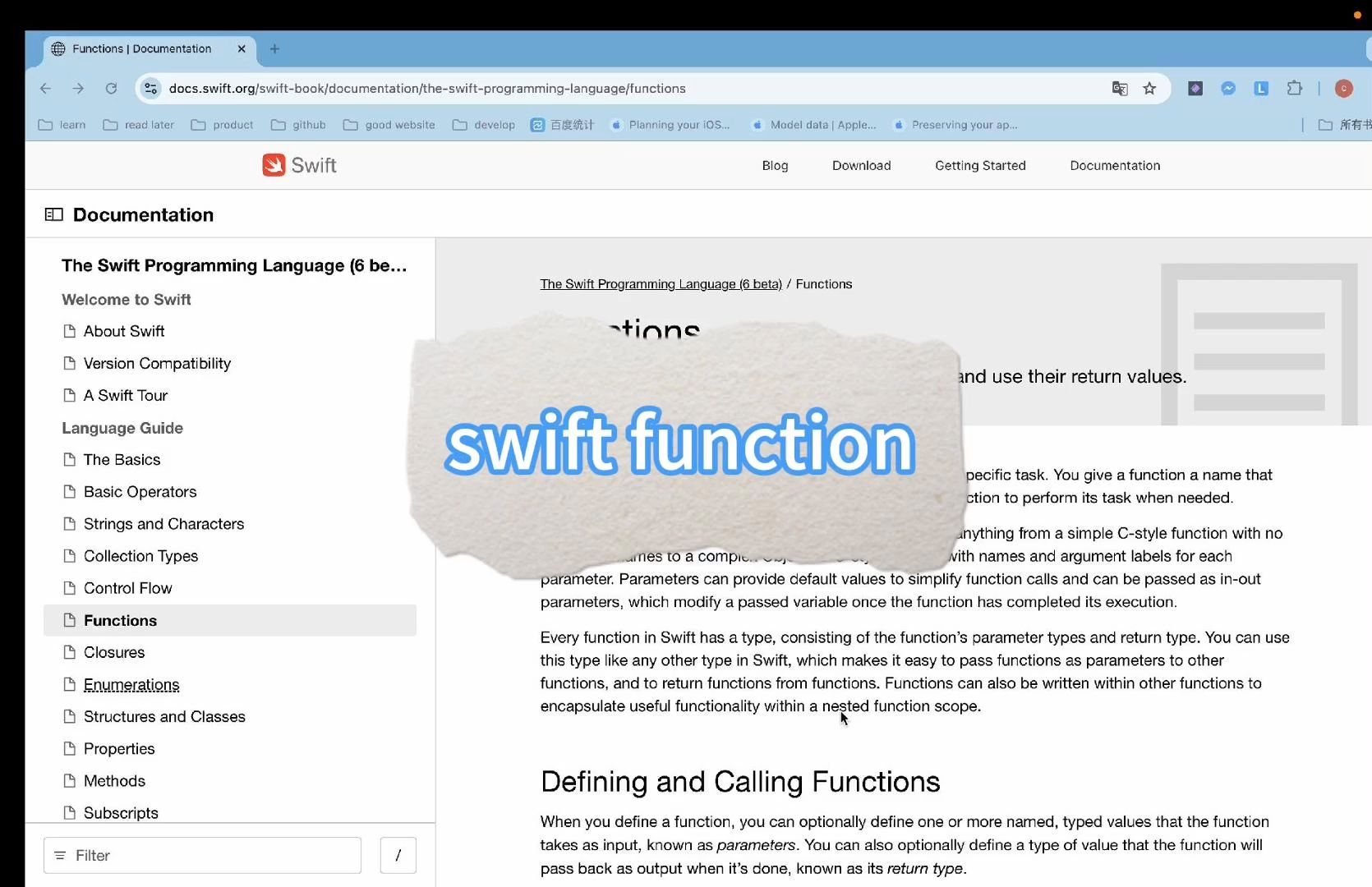 【swift 教程、文档阅读】 function哔哩哔哩bilibili