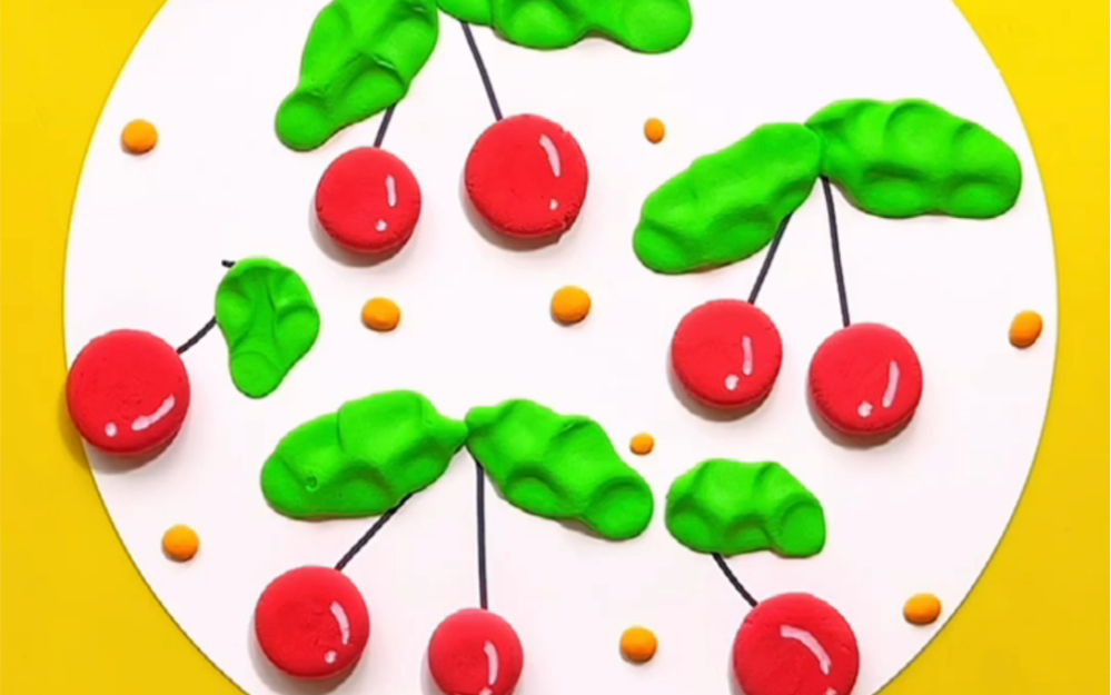 粘土创意画:胖嘟嘟的大樱桃