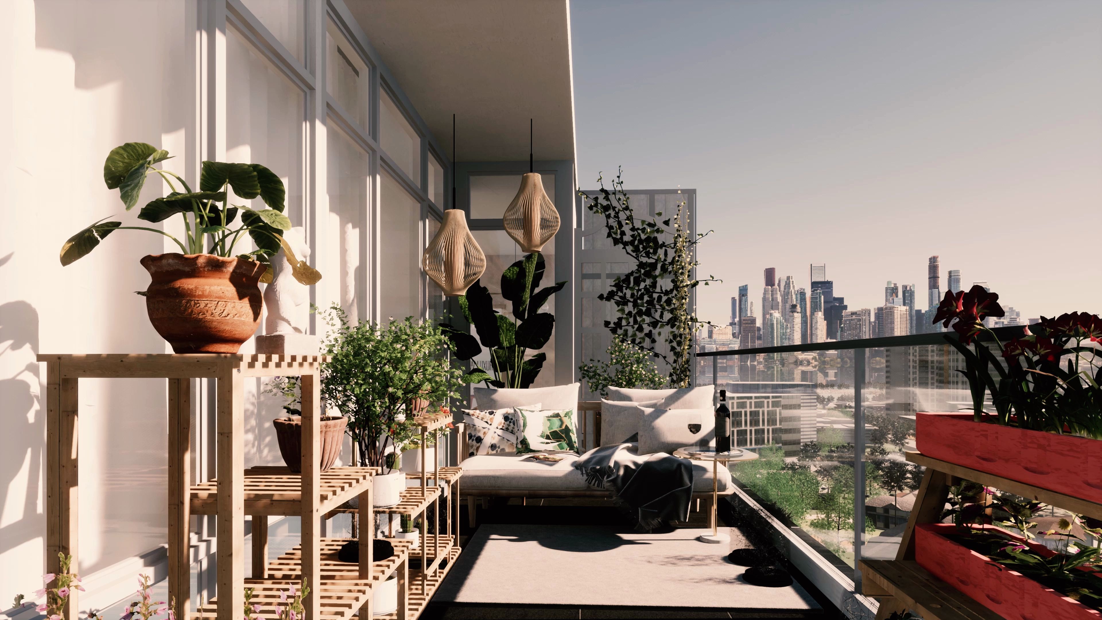 【动画漫游】舒适の阳台花园-愿每个人心中的小花园都洒满阳光,五彩