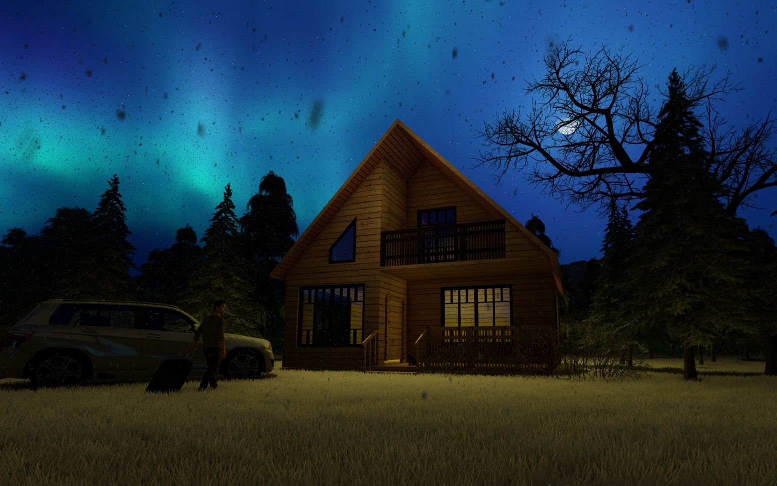 活动  lumion10渲染极光,雪景