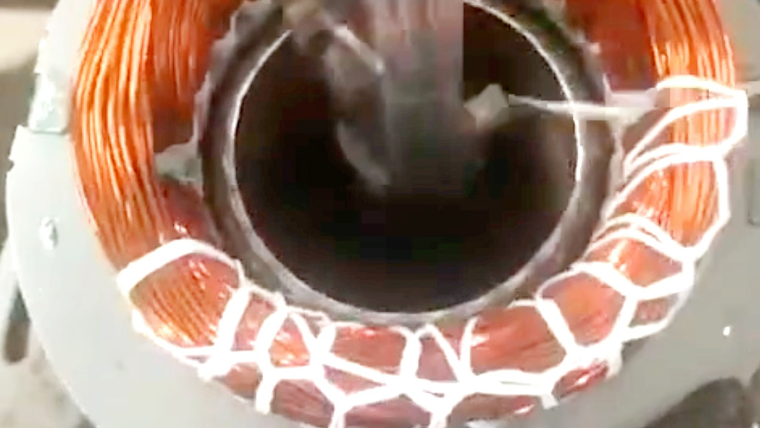 电机绕铜线,机器自动绑扎你,有效提高质量和效率