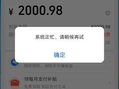 为何支付宝提款显示系统正忙?试了几次都这样,以前没有过哔哩哔哩bilibili