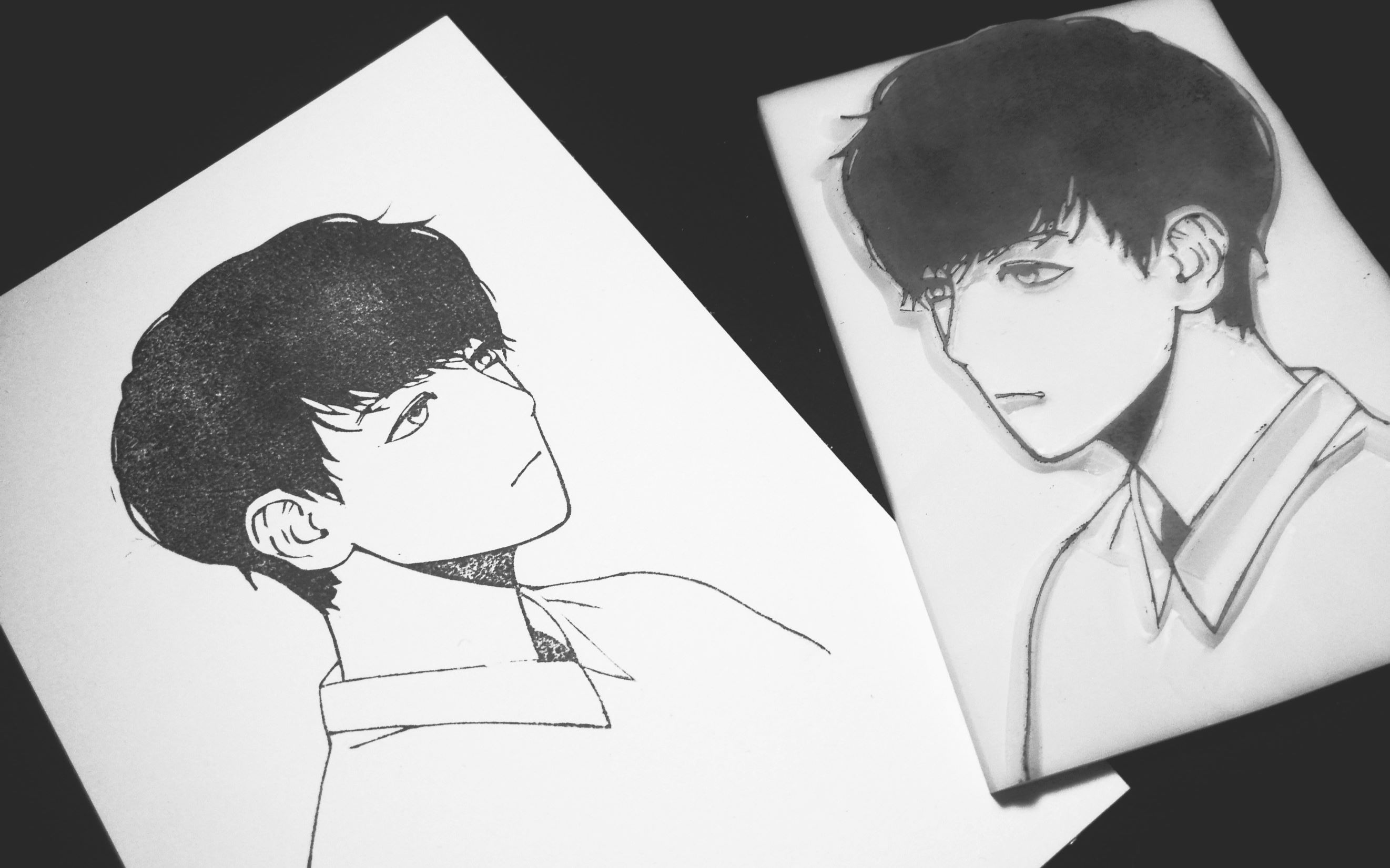 【橡皮章】用橡皮章印一个边伯贤~(平留白全过程)_哔哩哔哩_bilibili