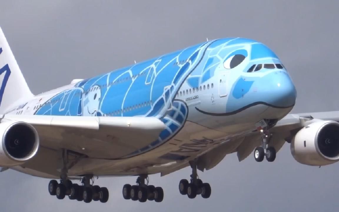 [图]成田妖风欢迎你！全日空ANA首架A380抵达东京