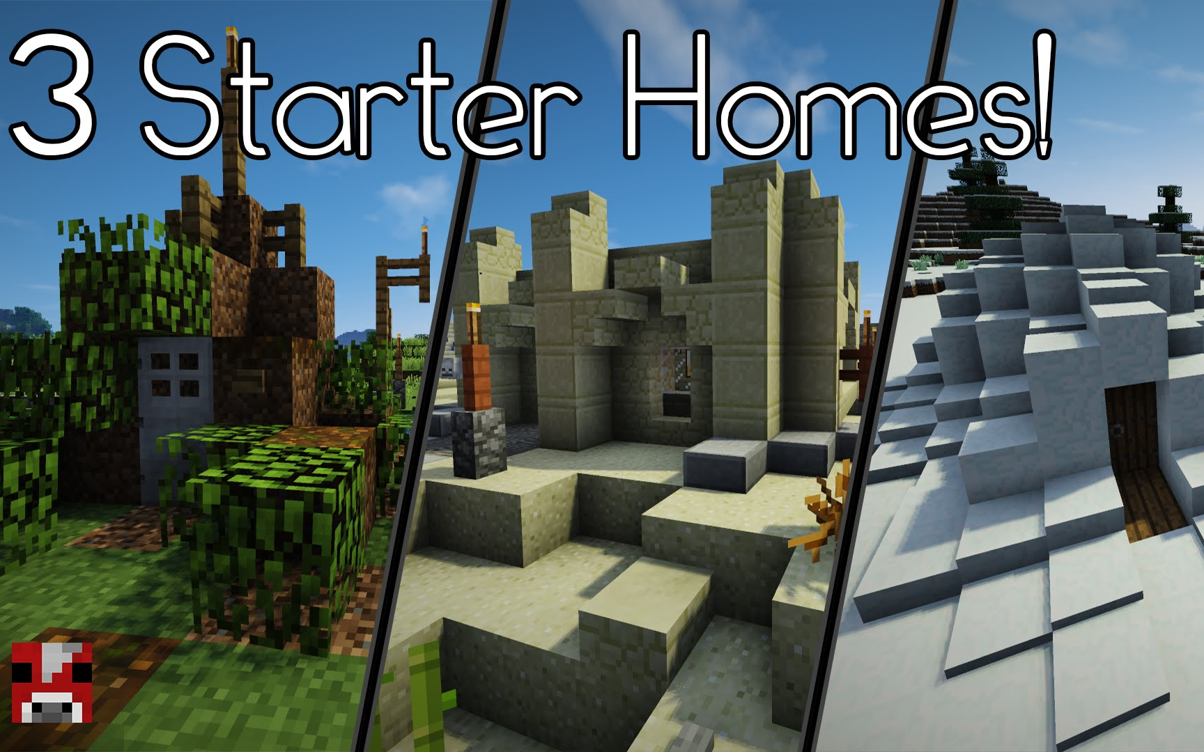 【我的世界】三种花式装逼的前期生存房子 | 3 simple fancy starter