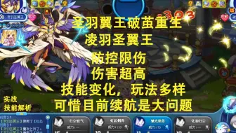 圣羽翼王破茧重生归来，凌羽圣翼王，防控可以限制伤害，技能伤害爆炸，能攻能守，花样多变，唯一缺点目前没有续航，技能存在一些小BUG，期待调整后的它。