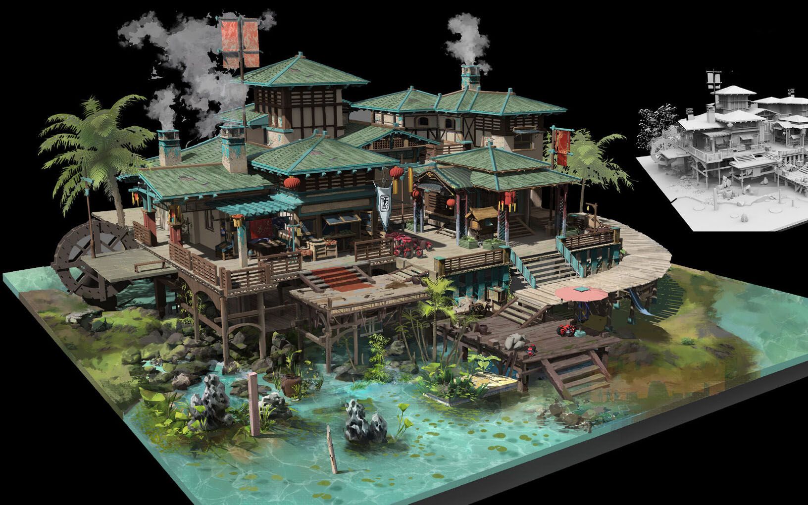 3dmax场景建模——游戏大场景房子制作