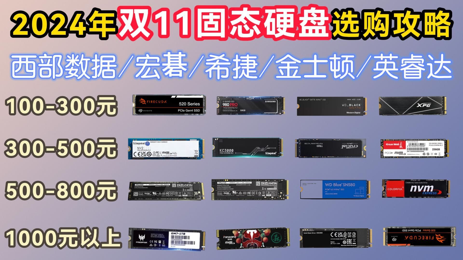 【双11】2024年M.2固态硬盘推荐!PCIE4.0/M.2 NVME协议 | 三星//希捷/西部数据/宏碁/金士顿等17款固态硬盘大选购!性价比超高!哔哩哔哩bilibili