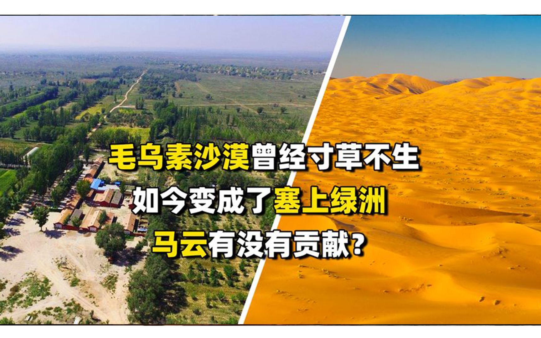 毛乌素沙漠曾经寸草不生,如今变成了塞上绿洲.马云有没有贡献?