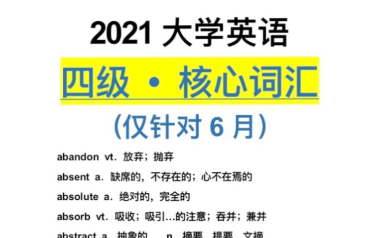 2021大学英语四六级高频核心词汇 每天一背,高分过四六级哔哩哔哩bilibili