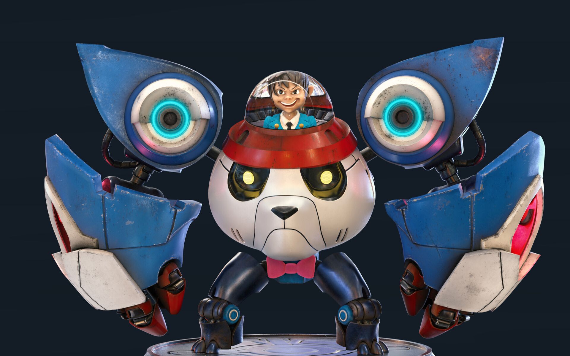 3dmax制作—熊猫机器人,这样的吨位打架会输