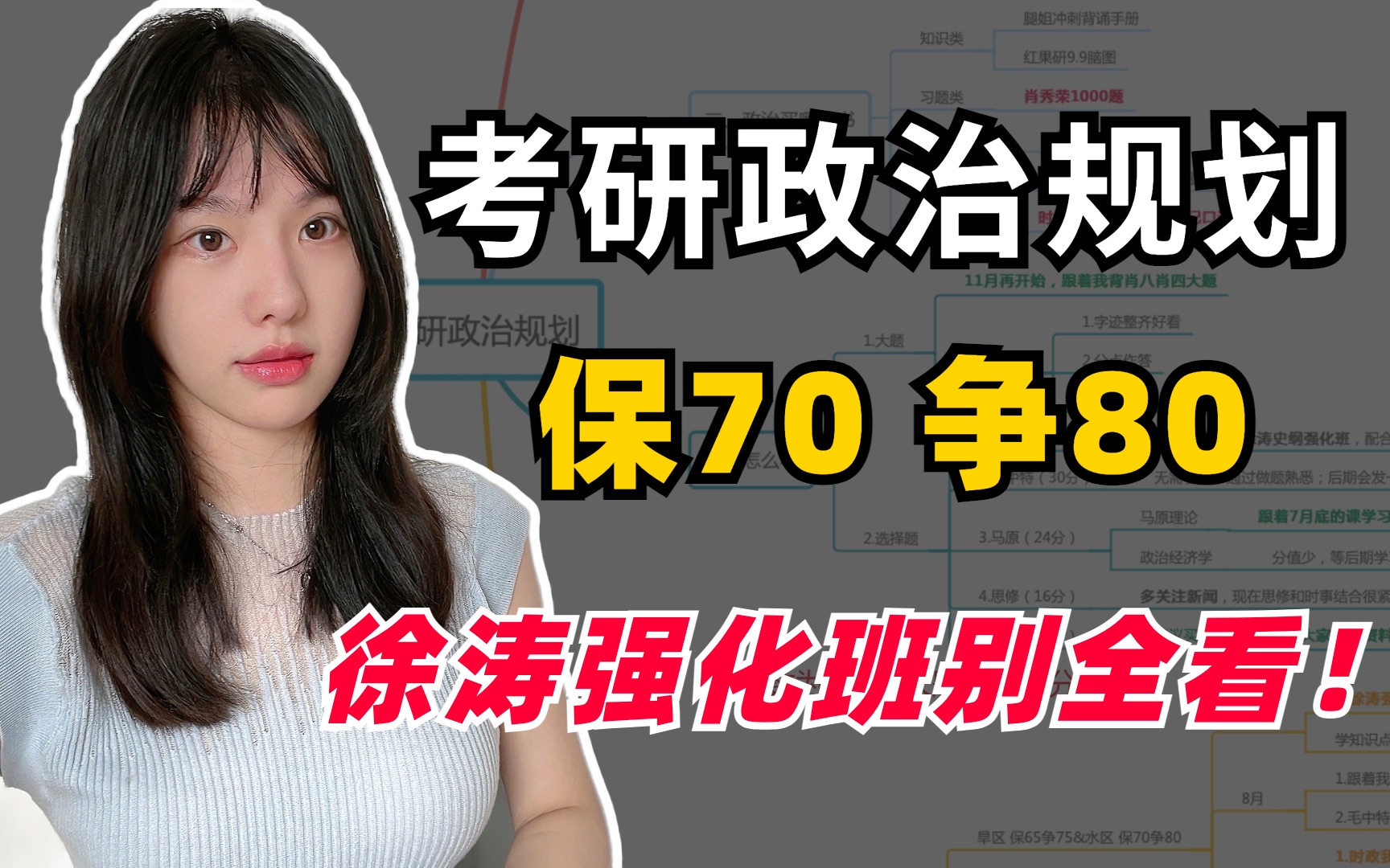 [图]最省时政治全年规划：保70分争80，旱区水区不一样！【空卡/23考研】