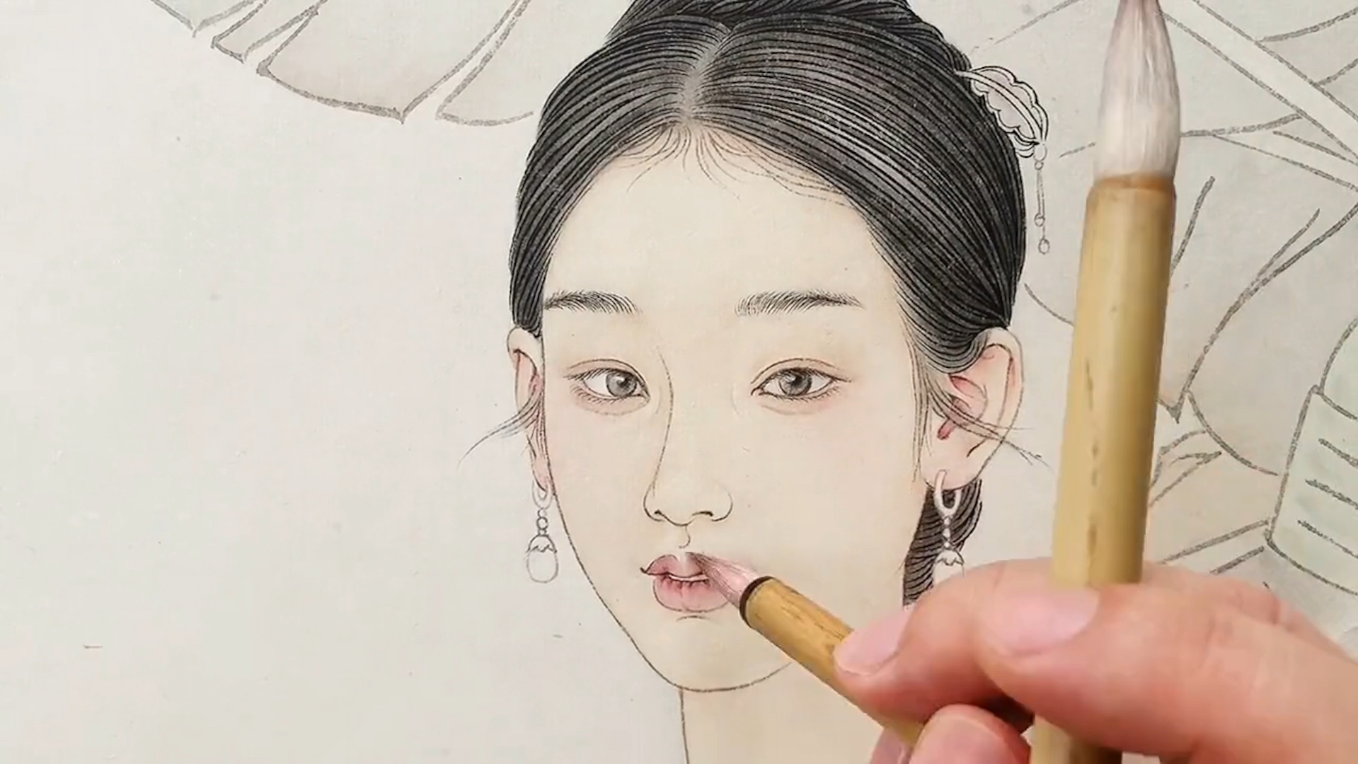 工笔人物画作画过程