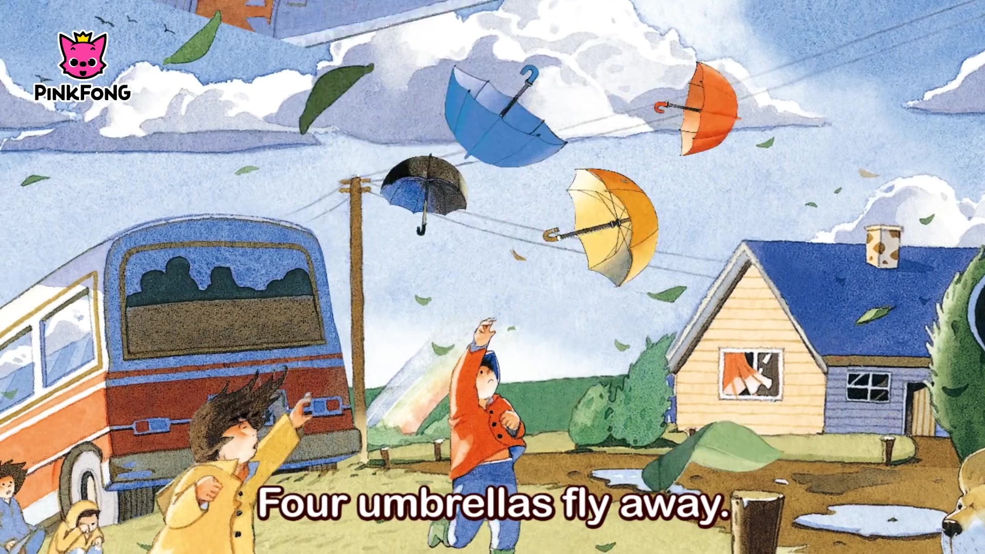 [图]Four Umbrellas _ Bedtime Stories PINKFONG 动画片 1080高清儿童早教视频：