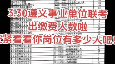 遵义市2024年事业单位公开招聘各岗位缴费人数公告哔哩哔哩bilibili