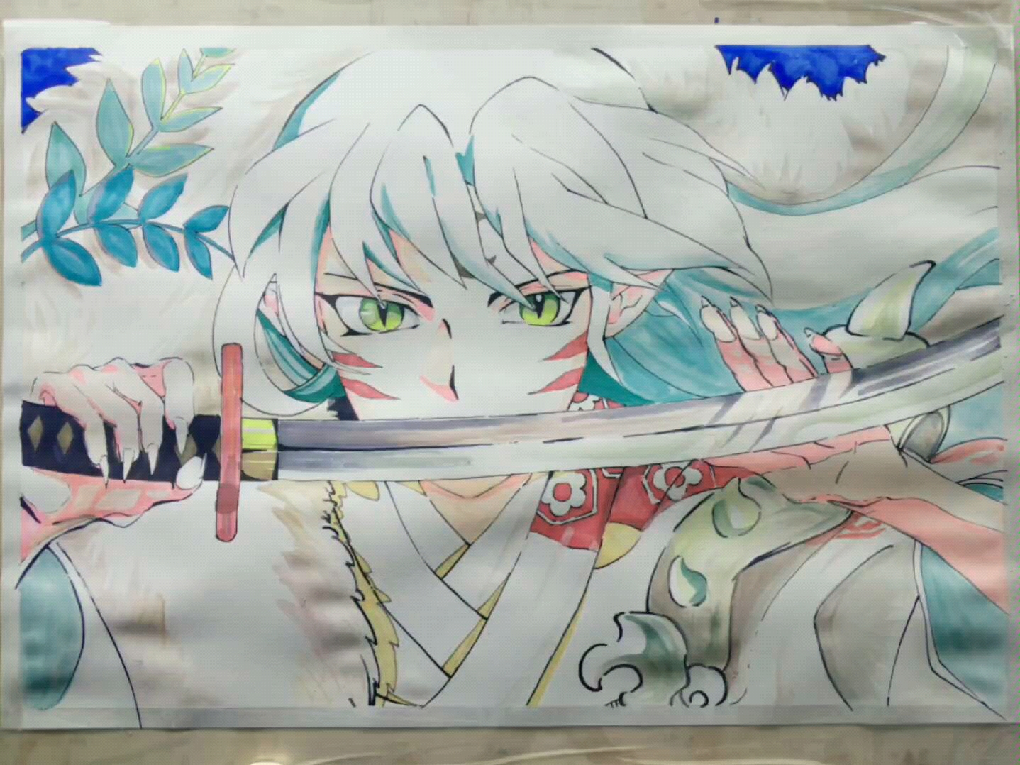 水彩画杀生丸,犬夜叉动漫人物,杀生丸是真的帅呀(071770ω70