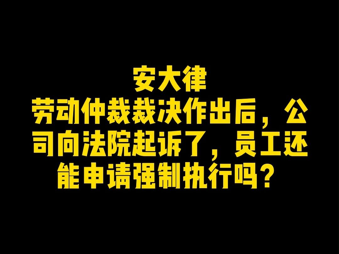 劳动仲裁裁决作出后,公司向法院起诉了,员工还能申请强制执行吗?哔哩哔哩bilibili