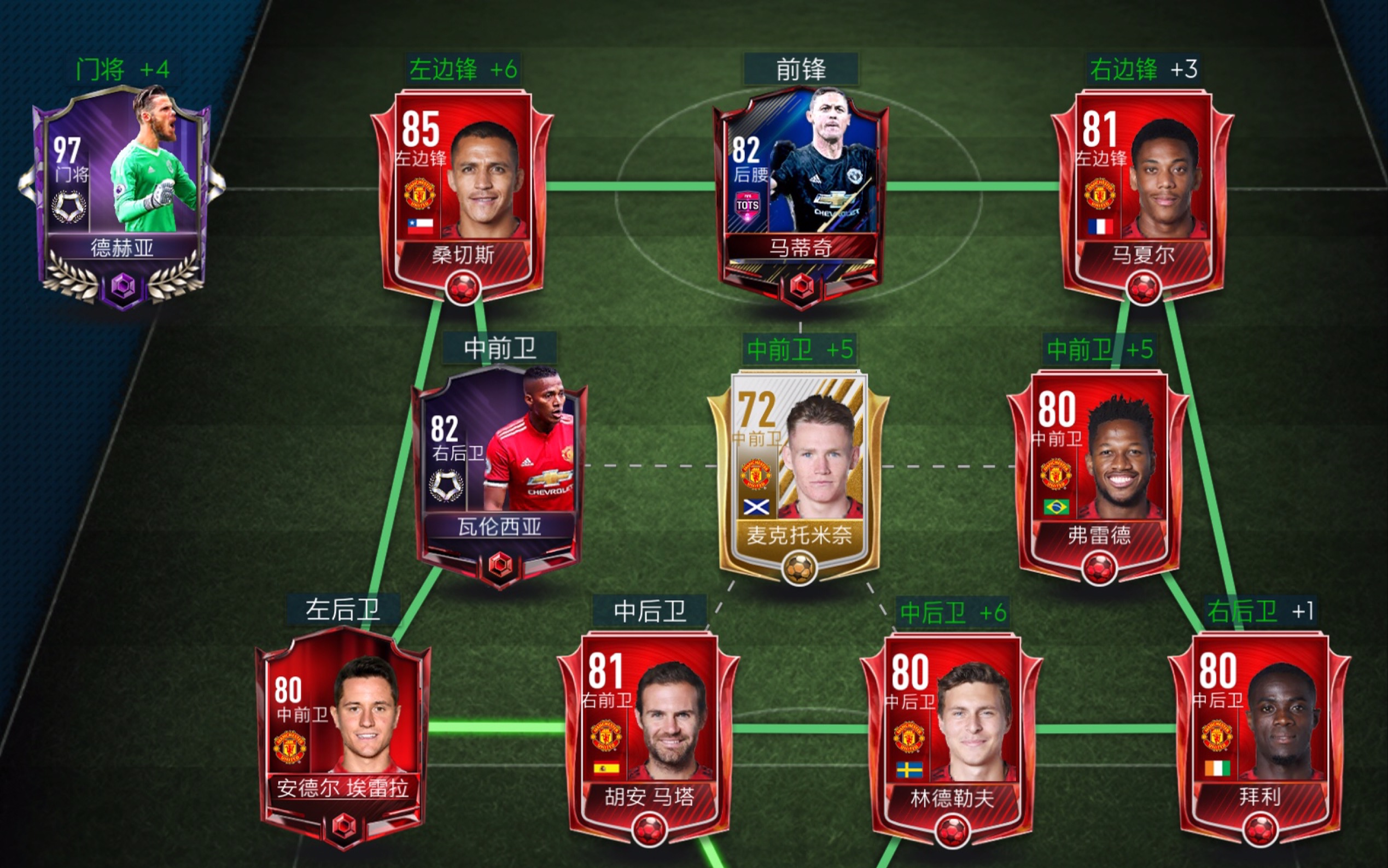 《fifa足球世界》曼联阵容对抗超强巴萨,能力值87对102