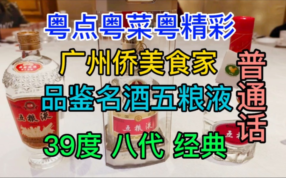 广州侨美食家,品鉴五粮液,39度 ,第八代和经典五粮液,普通话哔哩哔哩bilibili