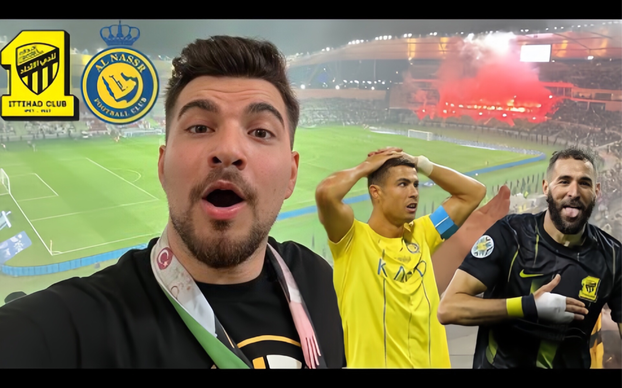 本泽马,c罗,令人惊叹的氛围疯狂球迷,伊蒂哈德2-5阿尔纳斯尔