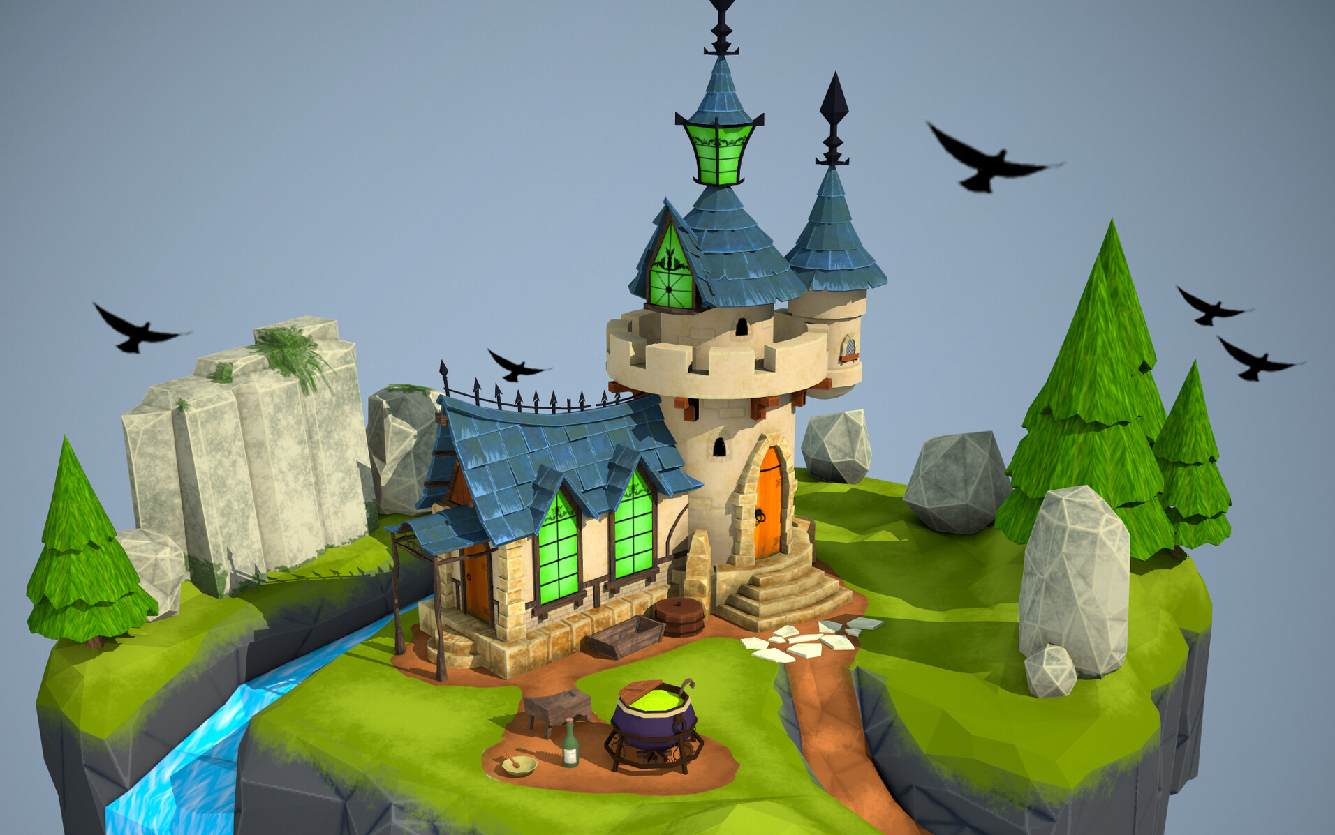 3dmax建模教程:3dmax动画-巫师岛场景制作,3d建模零基础教学