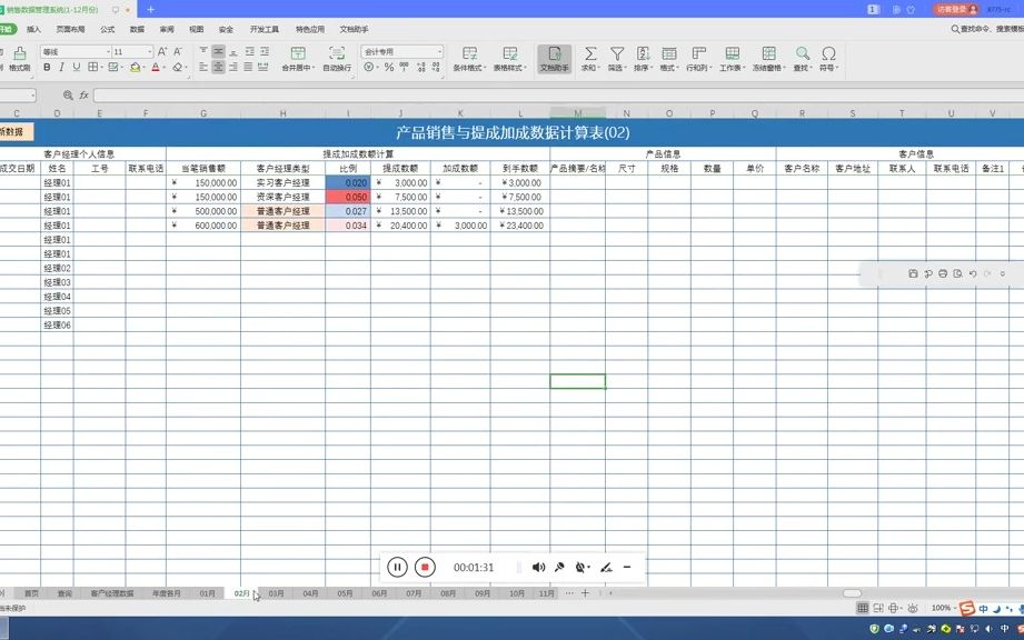 VBA案例,销售经理销售数据管理,销售提成and年终绩效核算  抖音哔哩哔哩bilibili
