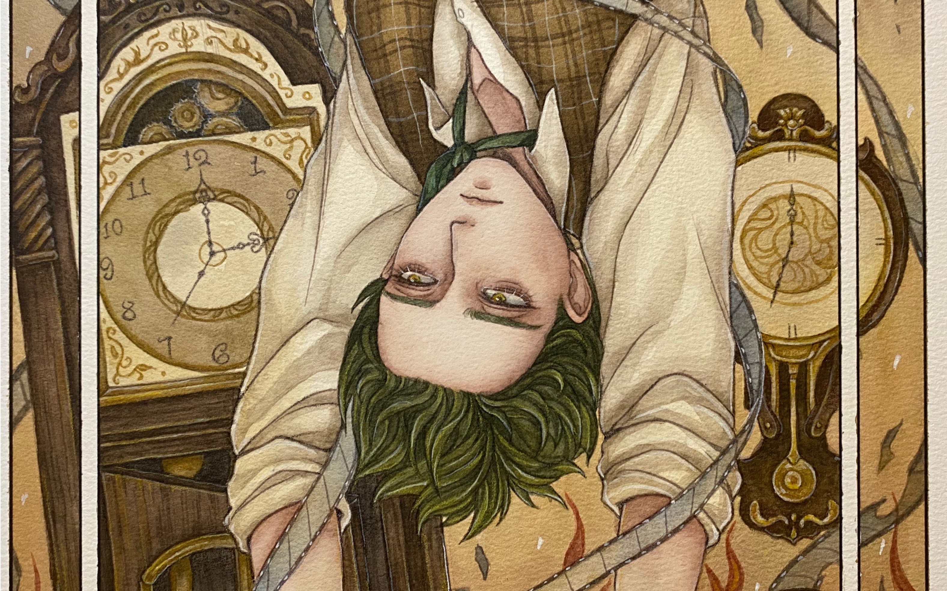 【绘画过程】oc塔罗牌主题插画—倒吊人