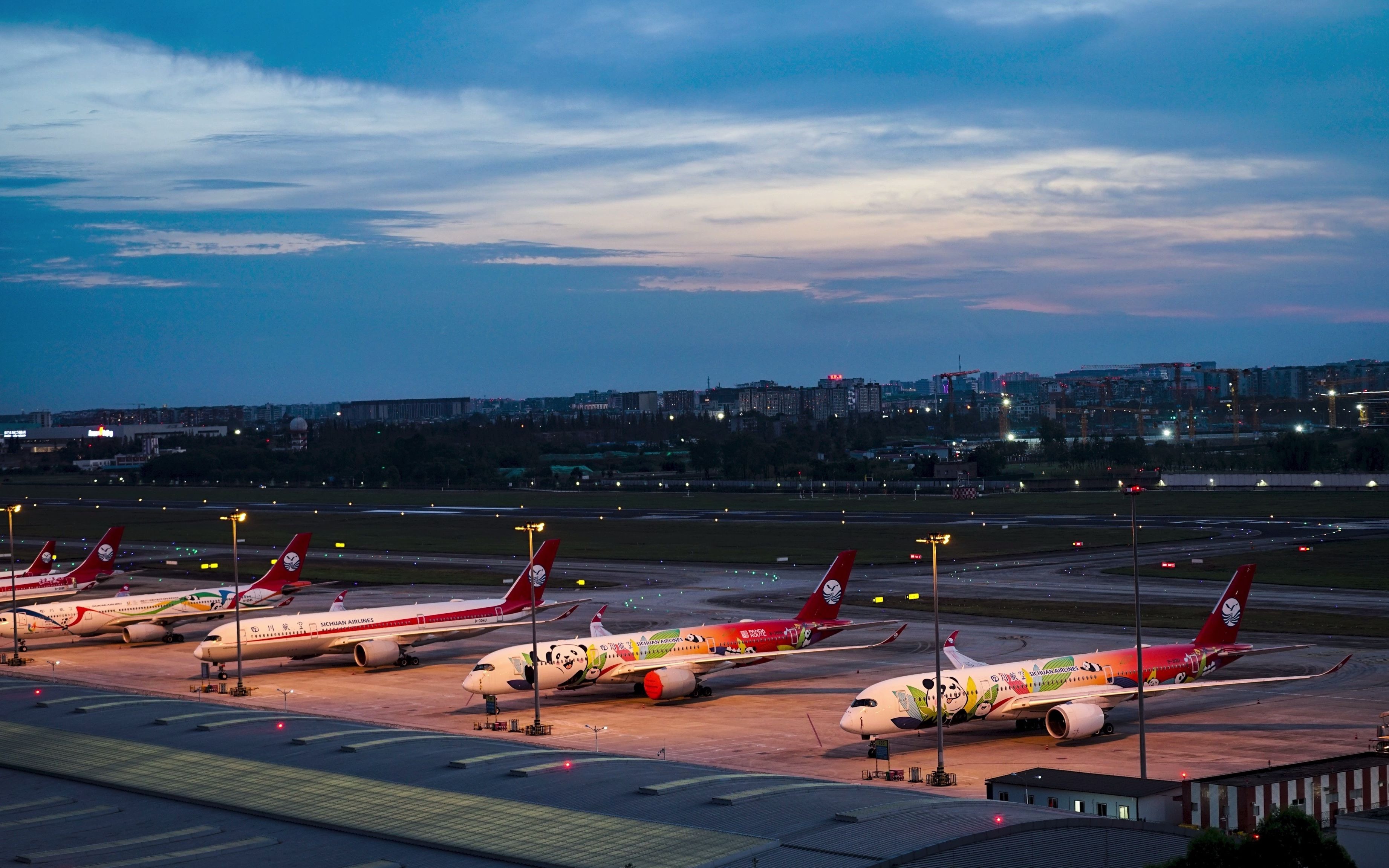 【成都延時攝影】成都雙流國際機場停機坪飛機夜景延時