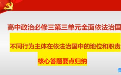 高中政治必修三第三单元全面依法治国 不同行为主体在依法治国中的地位和职责 核心答题要点归纳哔哩哔哩bilibili