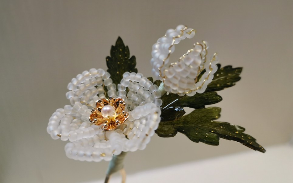 缉珠热缩第一只缉珠花簪