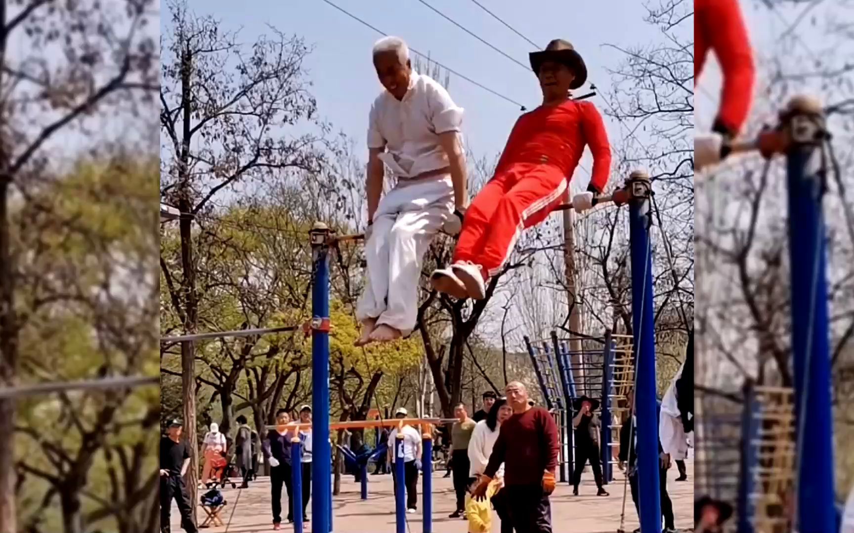 70岁老人单杠旋转,看看他的旋转技巧_哔哩哔哩_bilibili