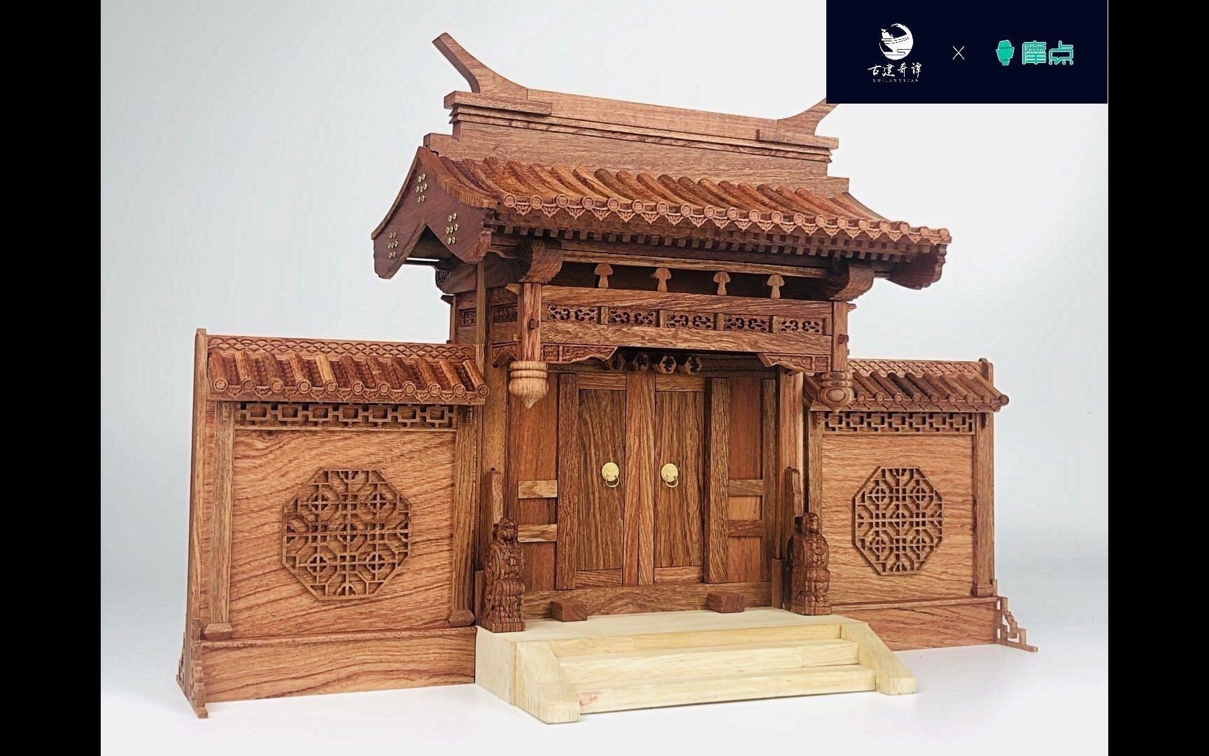 00:15 实木榫卯古建筑系列-担梁式垂花门(巴西花梨实木)细节图