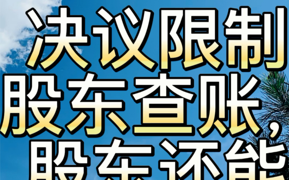 股东会决议限制股东查账,股东还能查否?哔哩哔哩bilibili