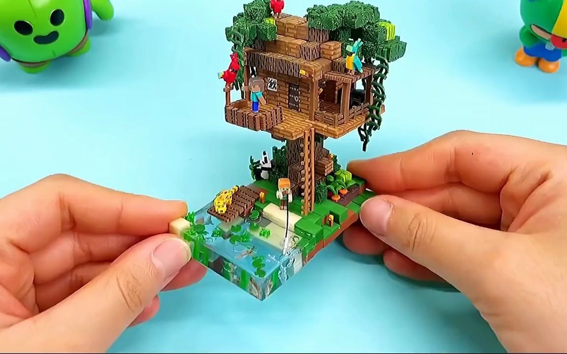 【变废为宝】我的世界之丛林树屋,可以放在抽屉里的微缩小景.