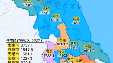 2023年度江苏十三市旅游总收入和旅游接待人次排名,南京突破2亿人次,扬州常州首次突破一亿人次.你去年来江苏哪个城市旅游过呢?#数据可视化 #地图...