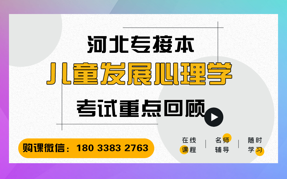 2021年河北省专接本网课儿童发展心理学:整体知识回顾 专接本儿童发展心理学网课 河北省专接本考试大纲 冠人教育专接本网课 河北专接本考试课程哔哩...