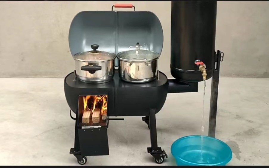 煤气罐热水器改造784合1柴火炉