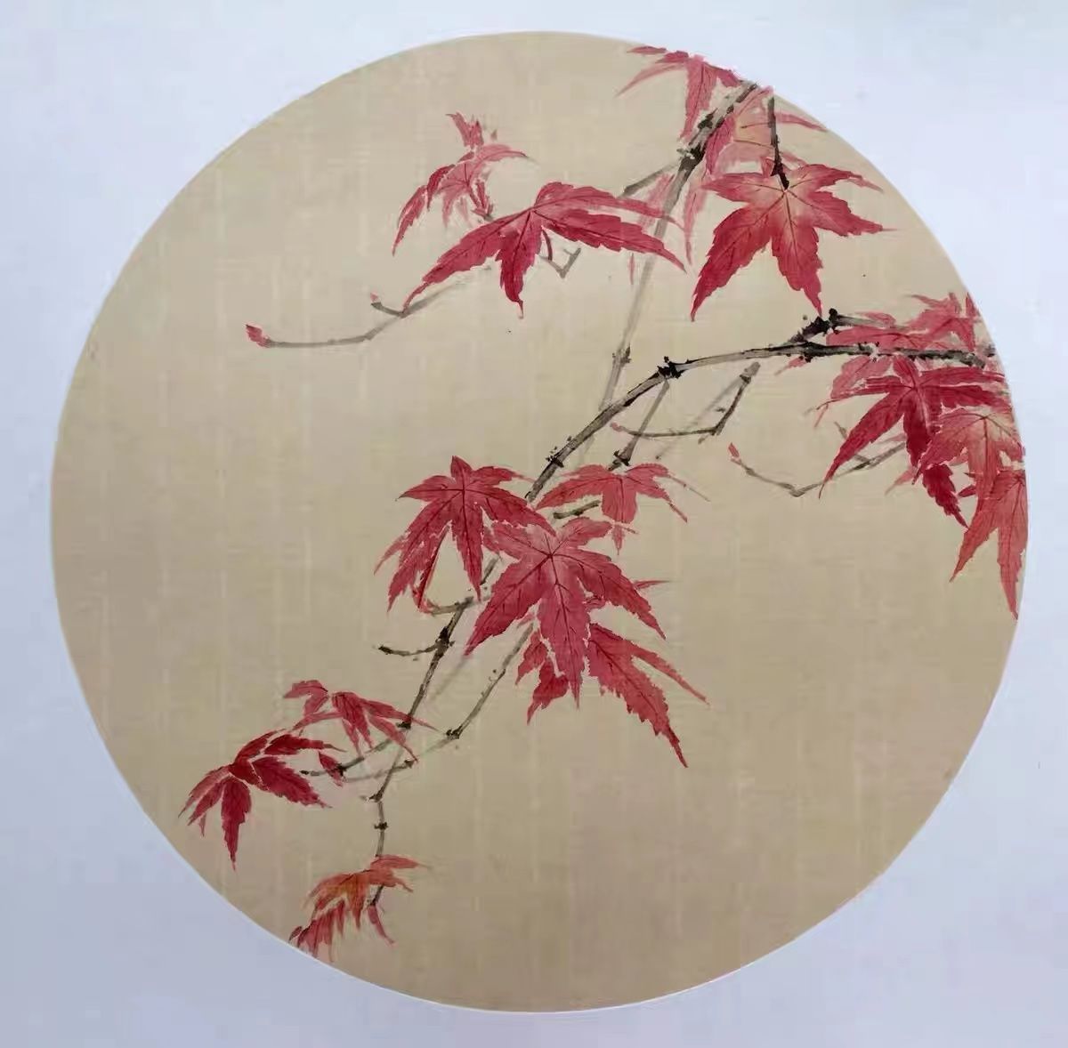 学习国画花鸟中的红枫画法,零基础学习花鸟画的好办法!