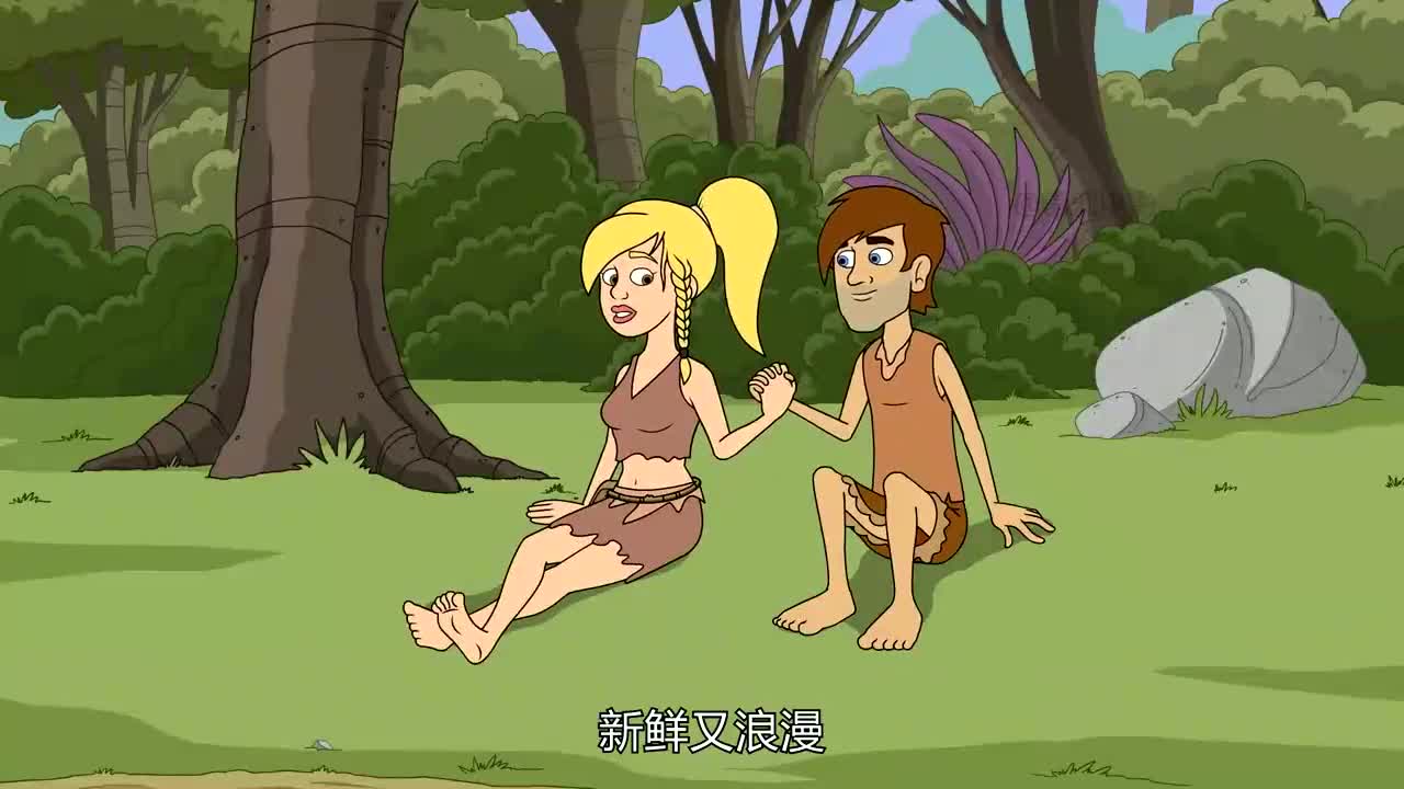 原始人夫妻感情平淡,为找刺激一起跳悬崖,人类发现之心动的感觉