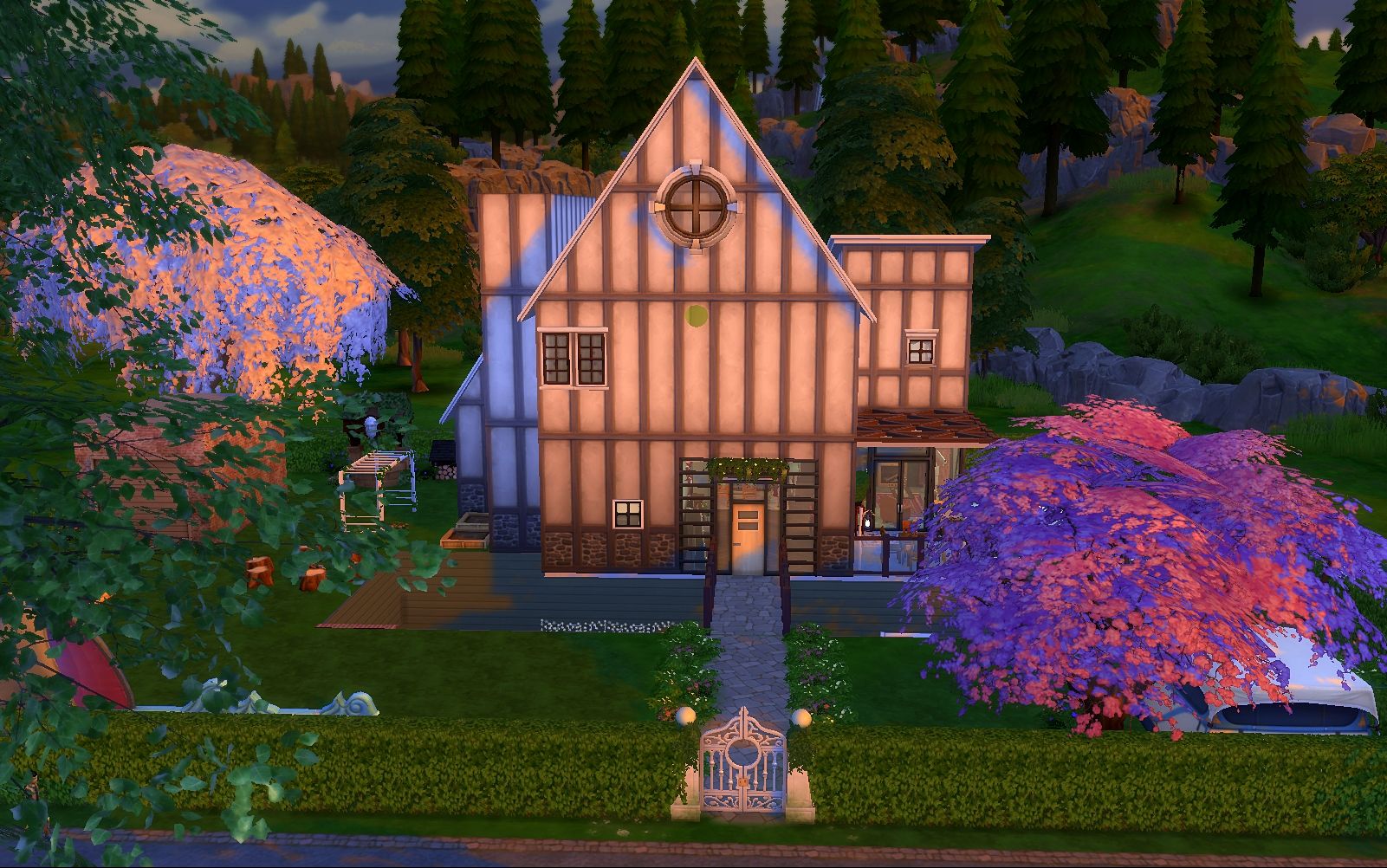 【食色】模拟人生4速建 夏日缤纷别墅(下沉式餐厅游戏室家庭影院,无