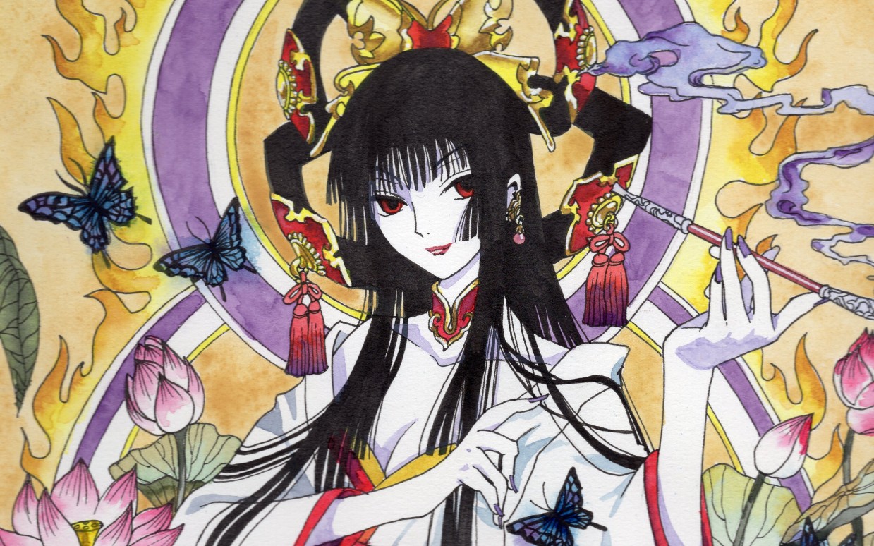 水彩手绘摸一个侑子大人大概打了个底稿就用针管笔勾线了谁承想画出来