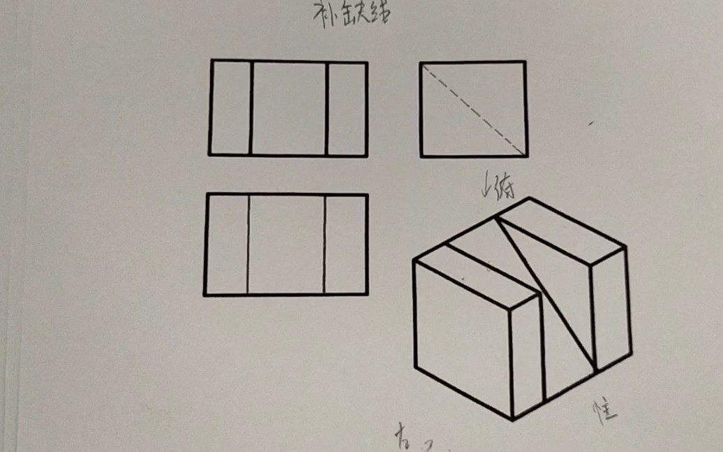 补画三视图中所缺的线