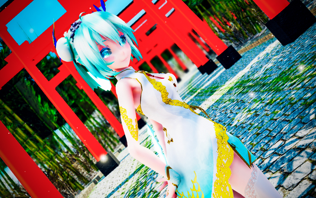 【mmd】 おねがいダーリン miku青鸾旗袍