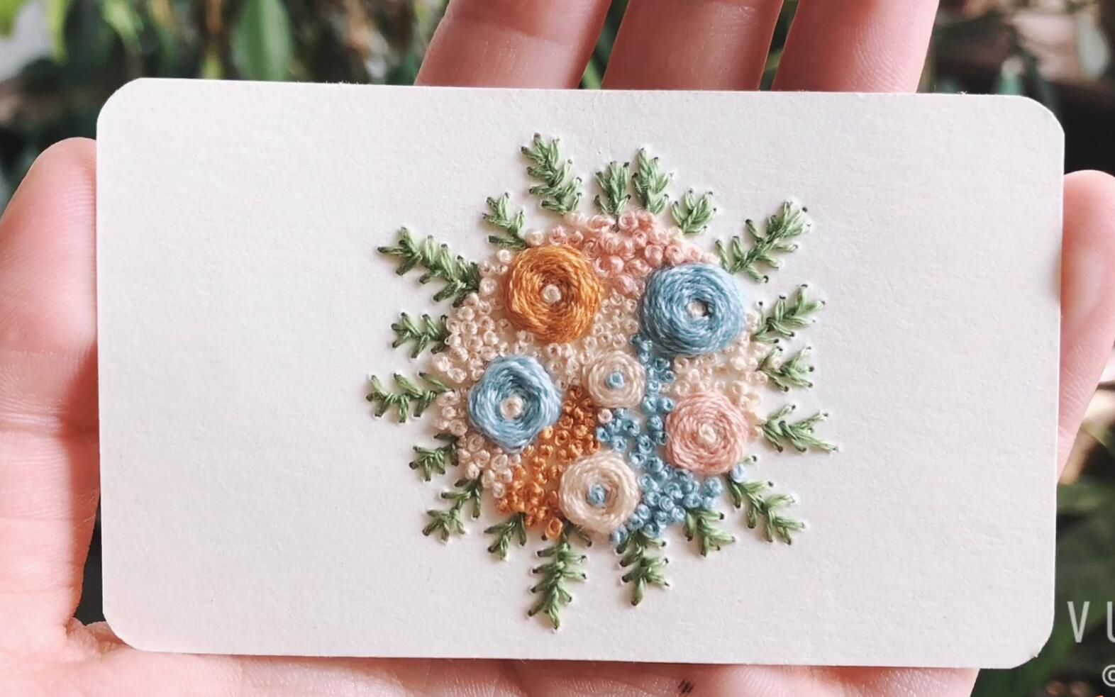【刺绣】卡片刺绣丨后图南的手作记录丨结粒绣_哔哩哔哩 (゜-゜)つロ