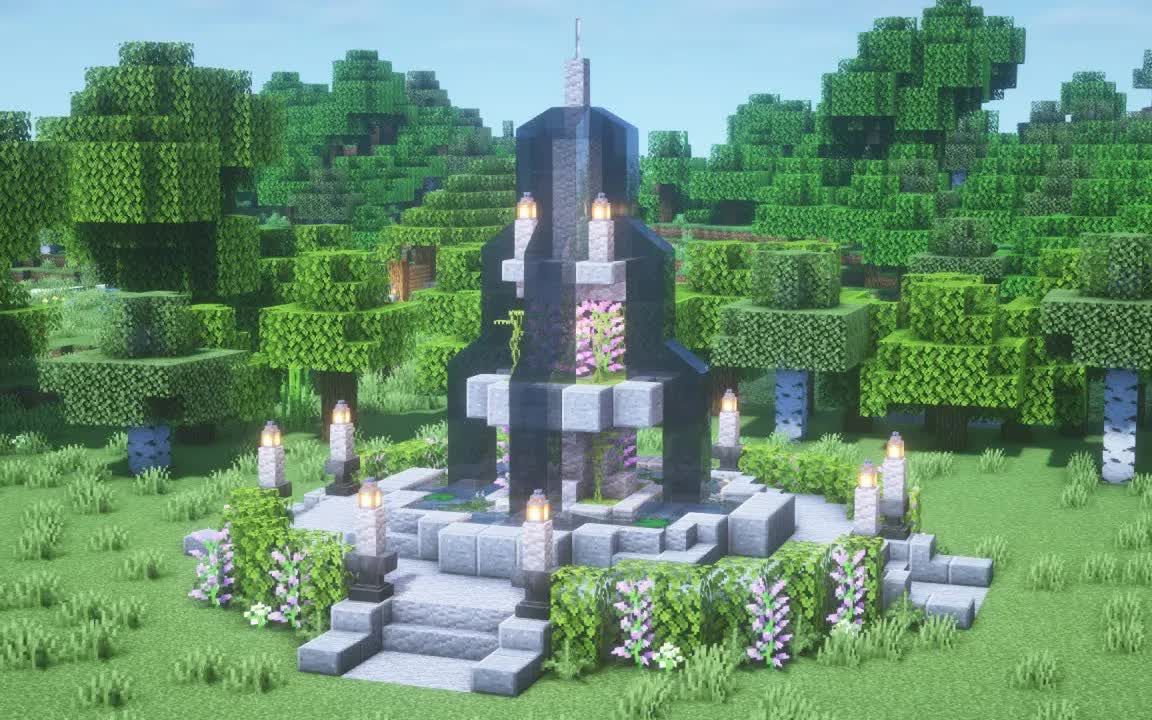 【外饰向建筑】安山岩喷泉/建筑教程/minecraft【搬运】