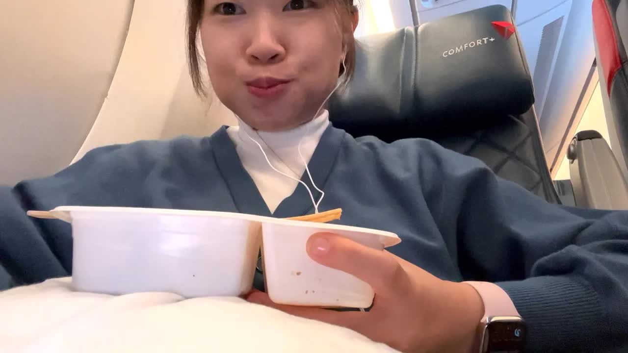 [图]airplane food vlog . i ' m going to korea !one only机餐吃旺夫由此他那个韩国歌谣!only minee eat