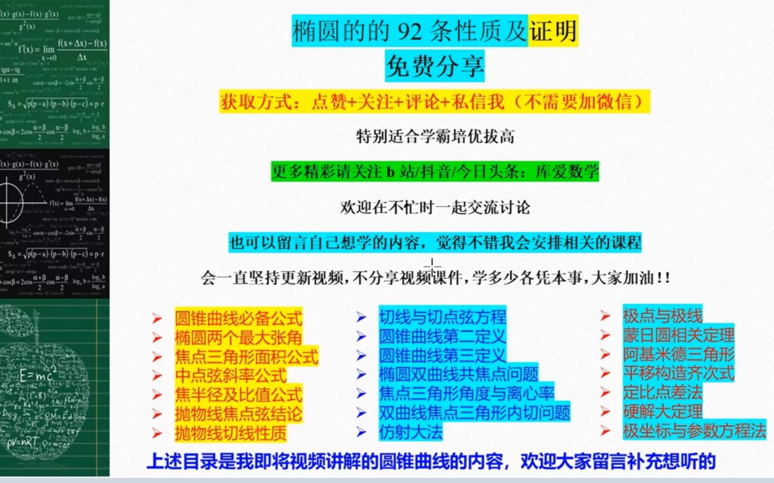 圆锥曲线中椭圆92条常用性质及证明免费分享哔哩哔哩bilibili