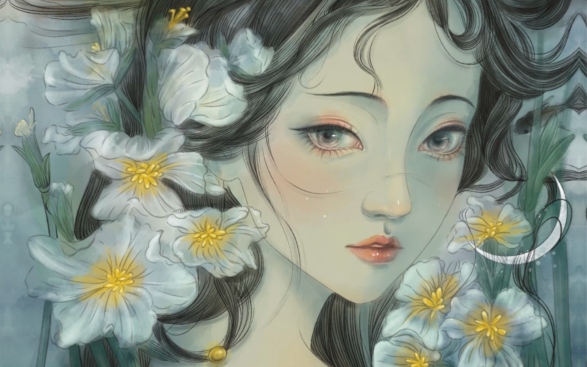 刷到一张很漂亮的水性杨花,然后灵感一来,画它!