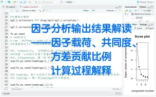 下载视频: 因子分析输出结果解读——因子载荷、共同度、方差贡献比例的计算过程